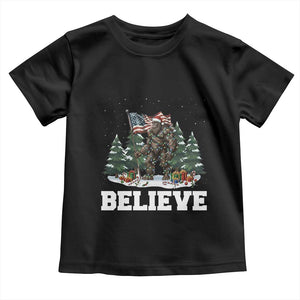 Funny Believe Bigfoot Christmas Toddler T Shirt American Flag Sasquatch Holiday Gift TS11 Black Print Your Wear