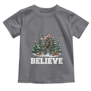 Funny Believe Bigfoot Christmas Toddler T Shirt American Flag Sasquatch Holiday Gift TS11 Charcoal Print Your Wear