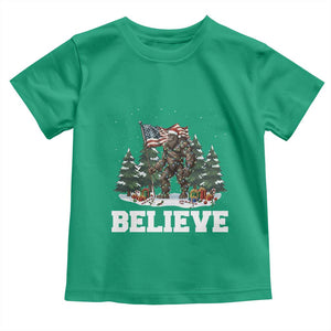 Funny Believe Bigfoot Christmas Toddler T Shirt American Flag Sasquatch Holiday Gift TS11 Irish Green Print Your Wear