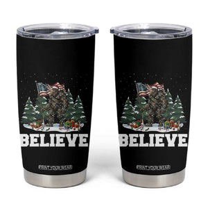 Funny Believe Bigfoot Christmas Tumbler Cup American Flag Sasquatch Holiday Gift TS11 Black Print Your Wear