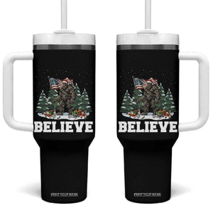 Funny Believe Bigfoot Christmas Tumbler With Handle American Flag Sasquatch Holiday Gift TS11 One Size: 40 oz Black Print Your Wear