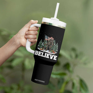Funny Believe Bigfoot Christmas Tumbler With Handle American Flag Sasquatch Holiday Gift TS11 Print Your Wear