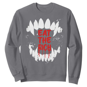 Eat The Rich Sweatshirt Vamp Fangs Social Activist TS11 Charcoal Print Your Wear