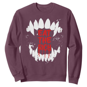 Eat The Rich Sweatshirt Vamp Fangs Social Activist TS11 Maroon Print Your Wear