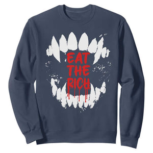 Eat The Rich Sweatshirt Vamp Fangs Social Activist TS11 Navy Print Your Wear