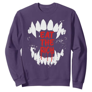 Eat The Rich Sweatshirt Vamp Fangs Social Activist TS11 Purple Print Your Wear