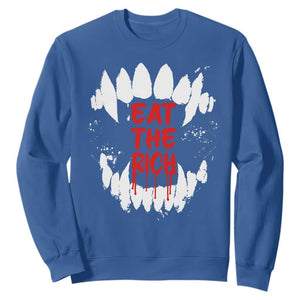 Eat The Rich Sweatshirt Vamp Fangs Social Activist TS11 Royal Blue Print Your Wear