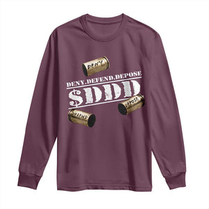 Deny Defend Depose Long Sleeve Shirt $DDD Vintage Bronze Bullet Shells TS11 Maroon Print Your Wear