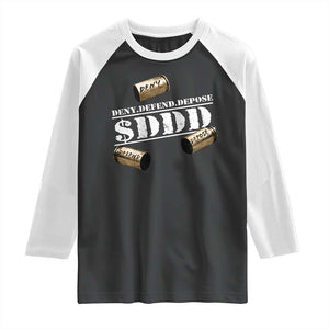 Deny Defend Depose Raglan Shirt $DDD Vintage Bronze Bullet Shells TS11 Black White Print Your Wear