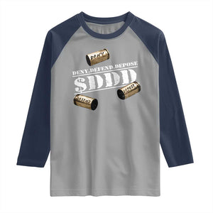 Deny Defend Depose Raglan Shirt $DDD Vintage Bronze Bullet Shells TS11 Sport Gray Navy Print Your Wear
