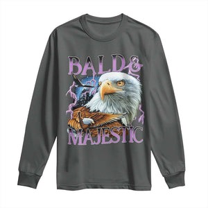 Funny Eagle Bald And Majestic Long Sleeve Shirt Vintage Eagle Thunder Storm TS11 Dark Heather Print Your Wear
