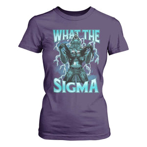 Funny What The Sigma T Shirt For Women Alpha Wolf Oddly Specific Thunder Meme TS11 Purple Print Your Wear