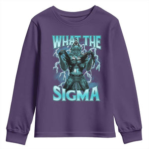 Funny What The Sigma Youth Sweatshirt Alpha Wolf Oddly Specific Thunder Meme TS11 Purple Print Your Wear