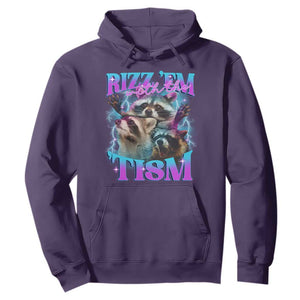 Funny Rizz Em With The Tism Hoodie Meme Autistic Racoon TS11 Purple Print Your Wear