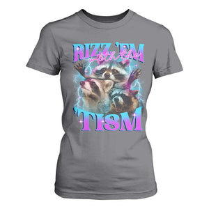 Funny Rizz Em With The Tism T Shirt For Women Meme Autistic Racoon TS11 Charcoal Print Your Wear
