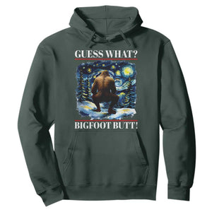 Funny Bigfoot Guess What Hoodie Butt Sasquatch Starry Night TS11 Dark Forest Green Print Your Wear