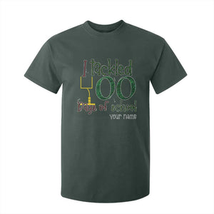 Personalized 100TH Day Of School Football T Shirt For Kid Custom Text I Tackled 100 Days Of School TS11 Dark Forest Green Print Your Wear