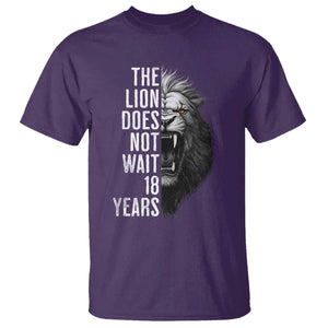 Funny The Lion Does Not Wait 18 Years T Shirt Lion Meme Gen Z Alpha TS11 Purple Print Your Wear