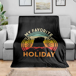 Funny Groundhog Day Throw Blanket My Favorite Holiday Retro Vintage Woodchuck TS11 Print Your Wear