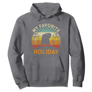 Funny Groundhog Day Hoodie My Favorite Holiday Retro Vintage Woodchuck TS11 Charcoal Print Your Wear