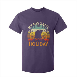 Funny Groundhog Day T Shirt For Kid My Favorite Holiday Retro Vintage Woodchuck TS11 Purple Print Your Wear