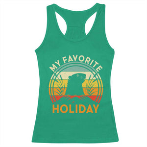 Funny Groundhog Day Racerback Tank Top My Favorite Holiday Retro Vintage Woodchuck TS11 Irish Green Print Your Wear