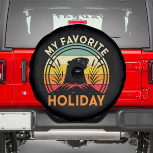 Funny Groundhog Day Spare Tire Cover My Favorite Holiday Retro Vintage Woodchuck TS11 Black Print Your Wear