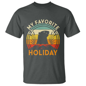 Funny Groundhog Day T Shirt My Favorite Holiday Retro Vintage Woodchuck TS11 Dark Heather Print Your Wear