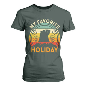 Funny Groundhog Day T Shirt For Women My Favorite Holiday Retro Vintage Woodchuck TS11 Dark Forest Green Print Your Wear