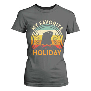 Funny Groundhog Day T Shirt For Women My Favorite Holiday Retro Vintage Woodchuck TS11 Dark Heather Print Your Wear