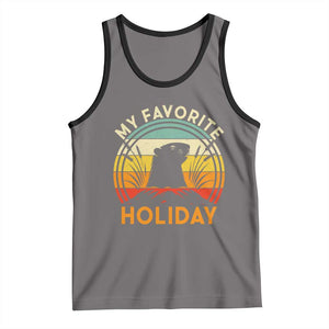 Funny Groundhog Day Tank Top My Favorite Holiday Retro Vintage Woodchuck TS11 Deep Heather Black Print Your Wear