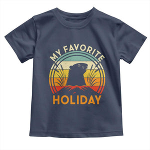 Funny Groundhog Day Toddler T Shirt My Favorite Holiday Retro Vintage Woodchuck TS11 Navy Print Your Wear