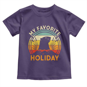 Funny Groundhog Day Toddler T Shirt My Favorite Holiday Retro Vintage Woodchuck TS11 Purple Print Your Wear
