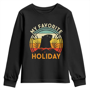 Funny Groundhog Day Youth Sweatshirt My Favorite Holiday Retro Vintage Woodchuck TS11 Black Print Your Wear