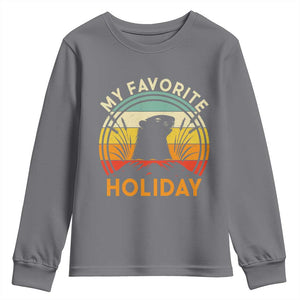 Funny Groundhog Day Youth Sweatshirt My Favorite Holiday Retro Vintage Woodchuck TS11 Charcoal Print Your Wear