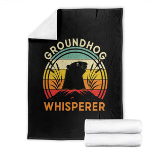 Funny Groundhog Whisperer Throw Blanket Retro Vintage Woodchuck Lover TS11 Black Print Your Wear