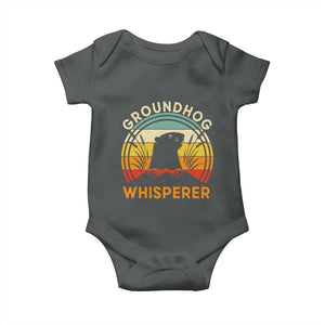 Funny Groundhog Whisperer Baby Onesie Retro Vintage Woodchuck Lover TS11 Dark Heather Print Your Wear