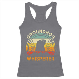 Funny Groundhog Whisperer Racerback Tank Top Retro Vintage Woodchuck Lover TS11 Charcoal Print Your Wear