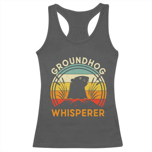 Funny Groundhog Whisperer Racerback Tank Top Retro Vintage Woodchuck Lover TS11 Dark Heather Print Your Wear