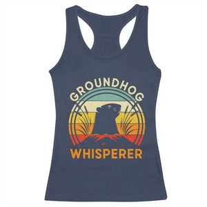 Funny Groundhog Whisperer Racerback Tank Top Retro Vintage Woodchuck Lover TS11 Navy Print Your Wear
