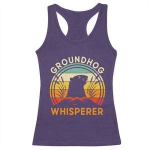 Funny Groundhog Whisperer Racerback Tank Top Retro Vintage Woodchuck Lover TS11 Purple Print Your Wear