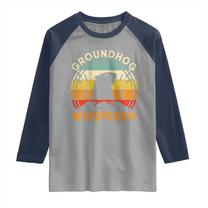 Funny Groundhog Whisperer Raglan Shirt Retro Vintage Woodchuck Lover TS11 Sport Gray Navy Print Your Wear