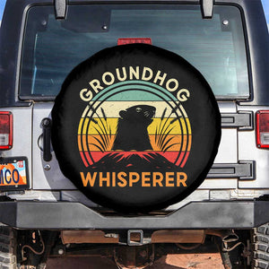 Funny Groundhog Whisperer Spare Tire Cover Retro Vintage Woodchuck Lover TS11 No hole Black Print Your Wear