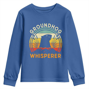 Funny Groundhog Whisperer Youth Sweatshirt Retro Vintage Woodchuck Lover TS11 Royal Blue Print Your Wear