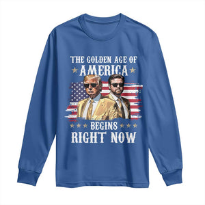 Funny Trump Vance 2025 Long Sleeve Shirt The Golden Age Of America Begins Right Now American Flag TS11 Royal Blue Print Your Wear