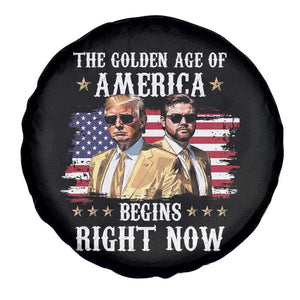 Funny Trump Vance 2025 Spare Tire Cover The Golden Age Of America Begins Right Now American Flag TS11 Print Your Wear