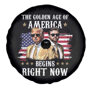 Funny Trump Vance 2025 Spare Tire Cover The Golden Age Of America Begins Right Now American Flag TS11 Print Your Wear