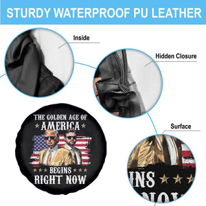 Funny Trump Vance 2025 Spare Tire Cover The Golden Age Of America Begins Right Now American Flag TS11 Print Your Wear