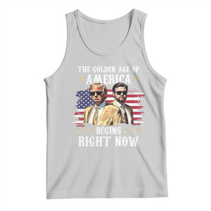 Funny Trump Vance 2025 Tank Top The Golden Age Of America Begins Right Now American Flag TS11 Ash Print Your Wear