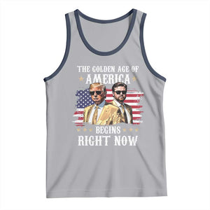 Funny Trump Vance 2025 Tank Top The Golden Age Of America Begins Right Now American Flag TS11 Athletic Heather Navy Print Your Wear